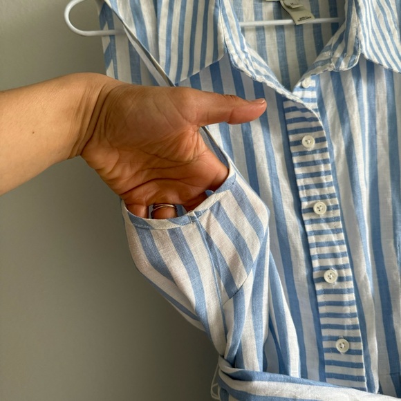 Neiman Marcus 100% Linen Blue Striped Shirt Dress Size Medium - Picture 8 of 13